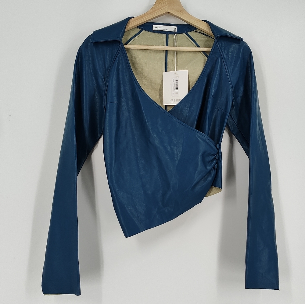 Oak + Fort | faux leather wrap top